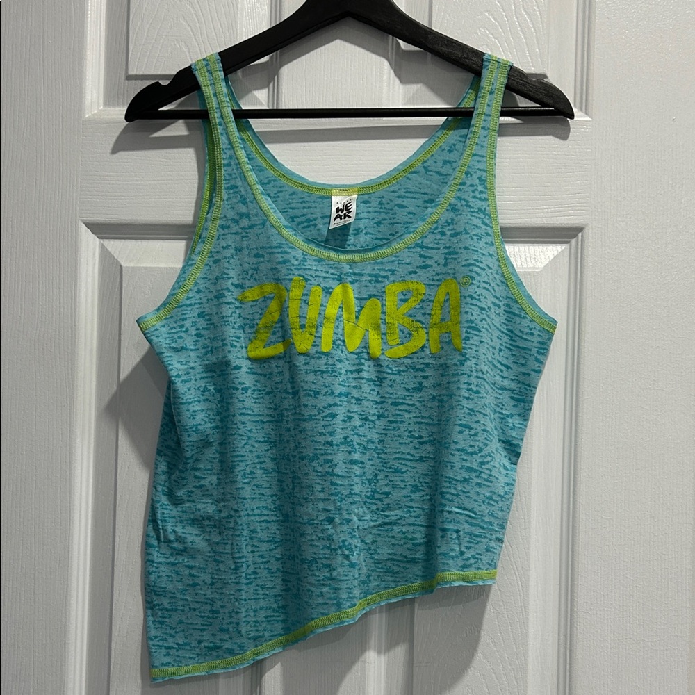 ZUMBA SALE! Vintage Teal and Lime Asymmetrical Tank Top